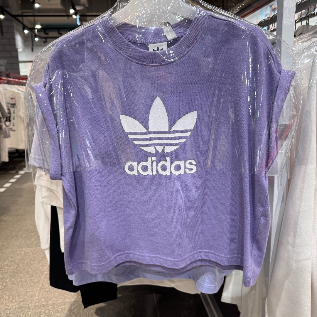 아디다스 오리지널스 아디컬러 대형 로고 크롭 티셔츠